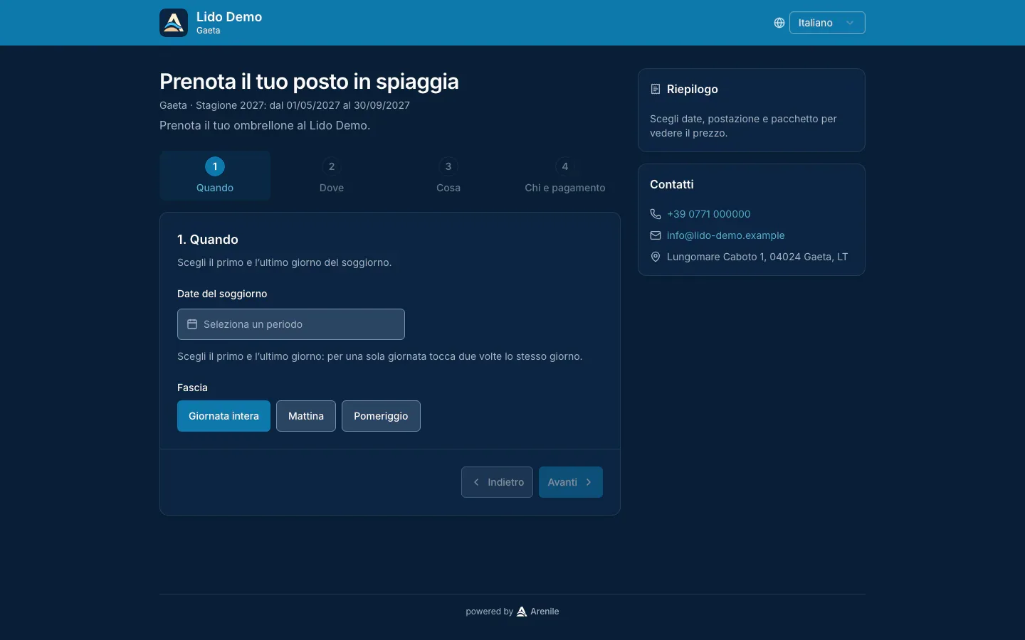 Passo Quando su computer: calendario della stagione con il riepilogo a fianco